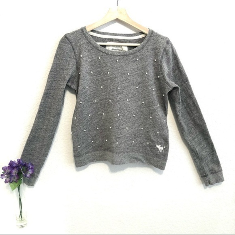 Abercrombie grey sweatshirt embellished with faux pearls extra small